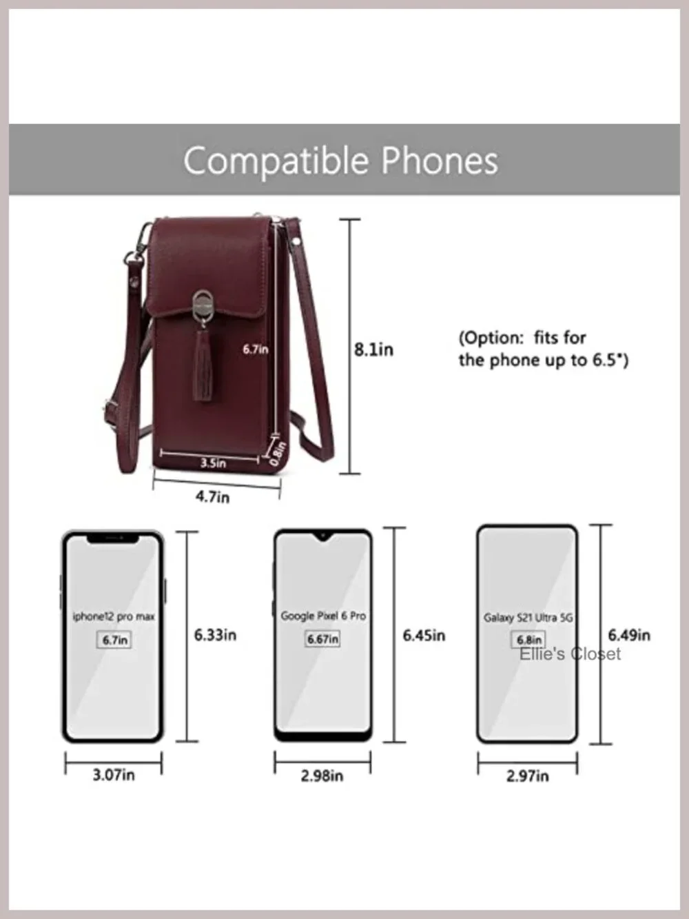 Small Vegan Leather Crossbody Purse with RFID Blocking, Adjustable Strap
